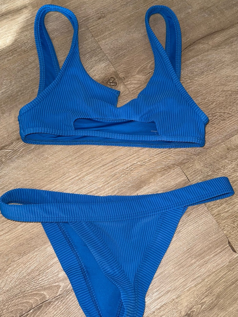 Frankie's Bikinis Ribbed Electric Blue Two-Piece Bikini Set